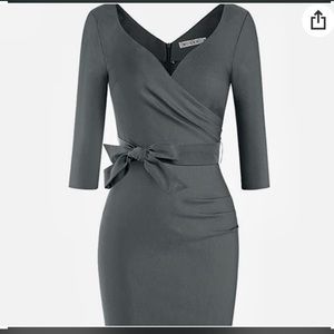 Muxxn Women's Vintage Faux Wrap V Neck Dress with Stretch Size XL